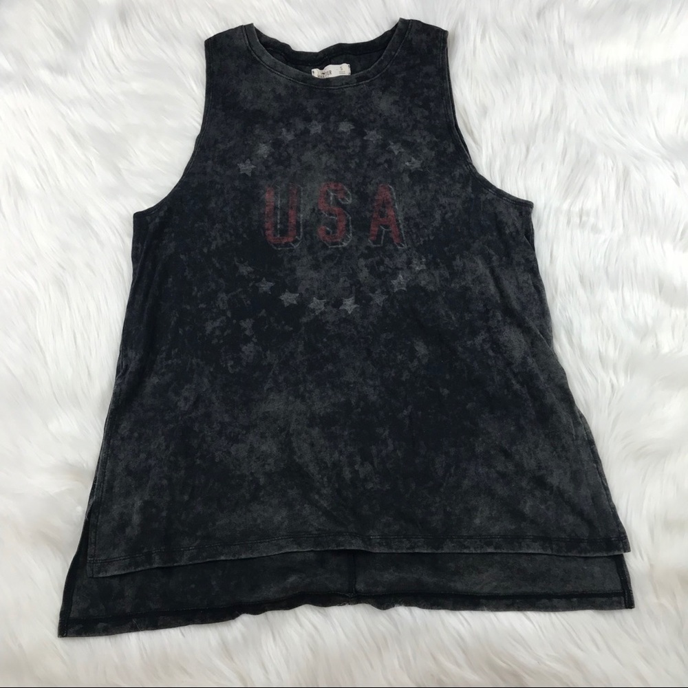 Hollister muscle tee USA acid wash black tank top